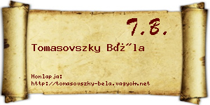 Tomasovszky Béla névjegykártya